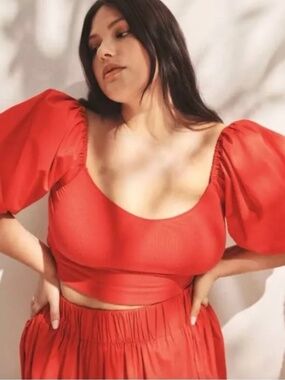 abercrombie & fitch puff sleeve crop top